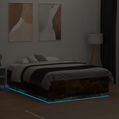 Bedframe met LED-verlichting sonoma eikenkleurig 135x190 cm