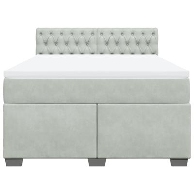 Boxspring met matras fluweel lichtgrijs 140x190 cm - thumbnail