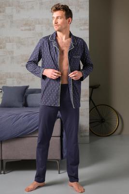 Groene doorknoop heren pyjama patroon Groene doorknoop heren pyjama patroon