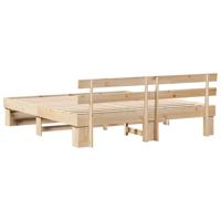 Bedframe met hoofdeinde Bruin 200 x 200 cm Massief grenenhout - thumbnail