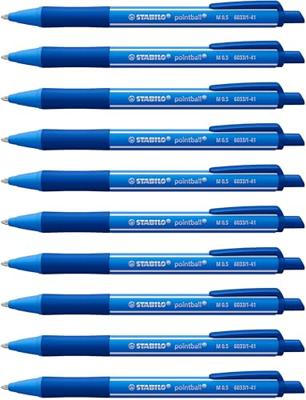 Balpen stabilo pointball colorful blauw | 10 stuks