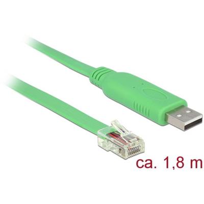 Delock 62960 USB-A naar RJ45 adapterkabel USB 2.0 USB-A stekker, RJ45 1.80 m Groen