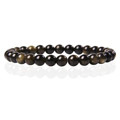 6mm Memphis Natuursteen Armband - Gold Obsidian 6mm Memphis Natuursteen Armband - Gold Obsidian