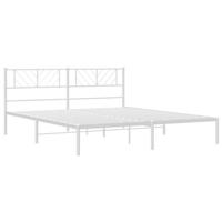 Bedframe met hoofdbord metaal wit 193x203 cm - thumbnail