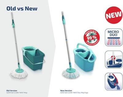 Leifheit 52101 Clean Twist Disc Mop Ergo Set Blauw - thumbnail