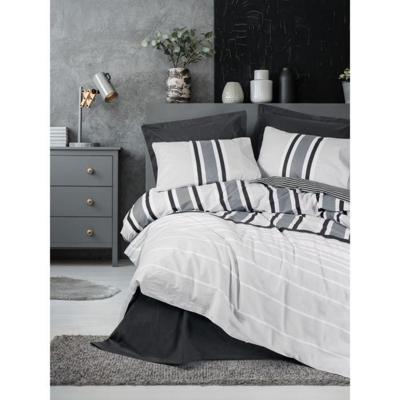 Beddengoedset - 1 dekbedovertrek 220 x 240 cm + 2 kussenslopen 60 x 60 cm - 100% katoen - Antraciet
