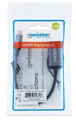 Manhattan USB 2.0 Adapter [1x USB-C stekker - 1x HDMI-bus] 4K@60Hz USB-C to HDMI-Adapter 15 cm