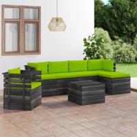 vidaXL 7-delige Loungeset met kussens pallet massief grenenhout - thumbnail