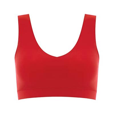 Bralette top met vulling - Soft Stretch - Padded top - Bralette / BH Top naadloos dames - Rood - zwart - Huidskleur