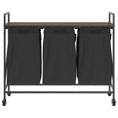 Wasmand 3 vakken met planken bruin eikenkleurig