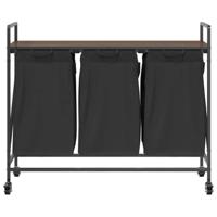 Wasmand 3 vakken met planken bruin eikenkleurig - thumbnail