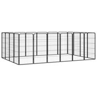 Hondenkennel 20 panelen 50 x 100 cm gepoedercoat staal zwart - thumbnail