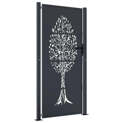 VidaXL Poort 100x175 cm met boomontwerp staal antracietkleurig VidaXL Poort 100x175 cm met boomontwerp staal antracietkleurig