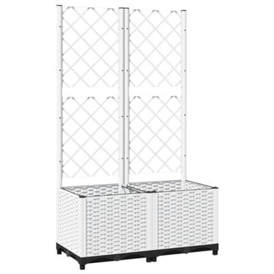 VidaXL Plantenbak met latwerk 80x40x136 cm polypropeen wit