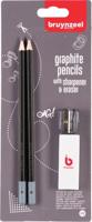 Bruynzeel Grafietpotlodenset - 2 HB potloden met gum + puntenslijper - thumbnail