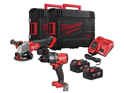Milwaukee M18 FUEL™ FPP2E3-502X Powerpack M18 FPD3 + M18 FSAG125X 18V 5.0Ah in HD Box - 4933492516 Milwaukee M18 FUEL™ FPP2E3-502X Powerpack M18 FPD3 + M18 FSAG125X 18V 5.0Ah in HD Box - 4933492516