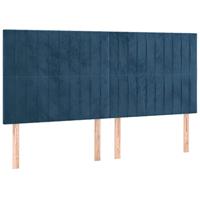 Boxspring met matras fluweel donkerblauw 200x200 cm - thumbnail