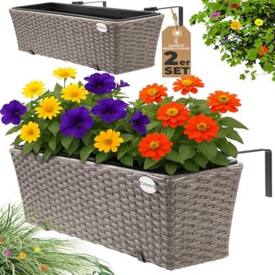 Polyrotan Balkonbak Set van 2 Creme