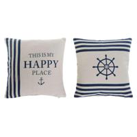 Kussen Home ESPRIT Wit Marineblauw 45 x 10 x 45 cm (2 Stuks) - thumbnail
