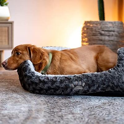 Nobby Gewatteerd pluche ovaal bed Seoli, 86 x 70 x 24 cm, donkergrijs/lichtgrijs
