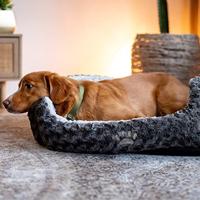 Nobby Gewatteerd pluche ovaal bed Seoli, 86 x 70 x 24 cm, donkergrijs/lichtgrijs - thumbnail