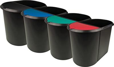 Helit helit Duo System - Papierkorb - 29 L - Mülltrennung H6103993 Prullenbak 29 l (l x b x h) 400 cm x 400 mm x 300 mm Kunststof Zwart, Blauw 1 stuk(s)