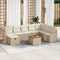 Tuinbankenset met kussen met opslag 9 pcs Beige Poly riet - thumbnail