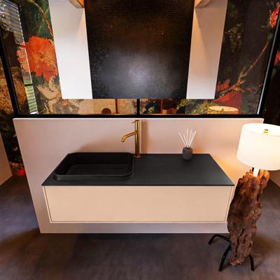 Badkamermeubelset Mondiaz Erin 120 cm met 1 Lade met RIDGE Wastafel Links Urban met 1 kraangat Greeploos Mat Rosee