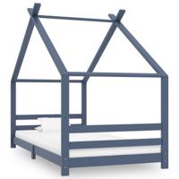 Kinderbedframe massief grenenhout grijs 90x200 cm - thumbnail