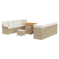Tuinbankenset met kussen 11 pcs Beige poly rattan - thumbnail