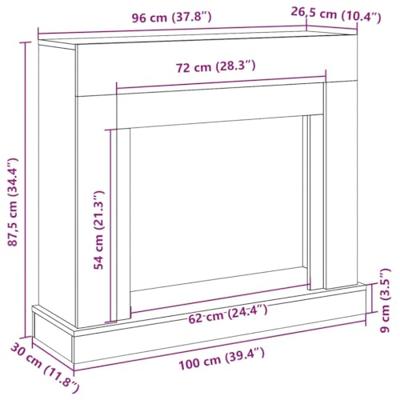 Haardombouw 100x30x87,5 cm bewerkt hout betongrijs - thumbnail