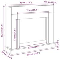 Haardombouw 100x30x87,5 cm bewerkt hout gerookt eikenkleurig - thumbnail
