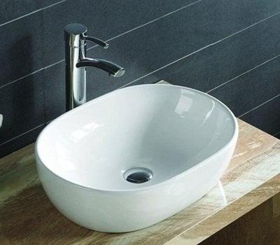 Waskom Sanilux Milano Keramiek 48x35x14cm Ovaal wit (exclusief waste)