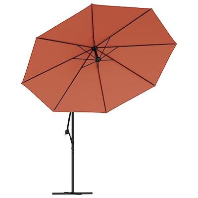 VidaXL Zweefparasol met led-verlichting 350 cm terracottakleurig