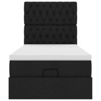 Ottoman bed met matras 90x190cm stof zwart - thumbnail
