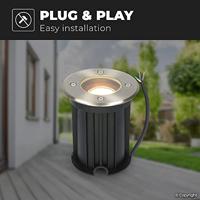 Set van 9 Maisy LED Grondspots Rond - Dimbaar - GU10 - 2700K warm wit - 4 Watt 345 lumen - Rond - Ø12cm - Tuinspot - Oprit - RVS - IP67 waterdicht - thumbnail