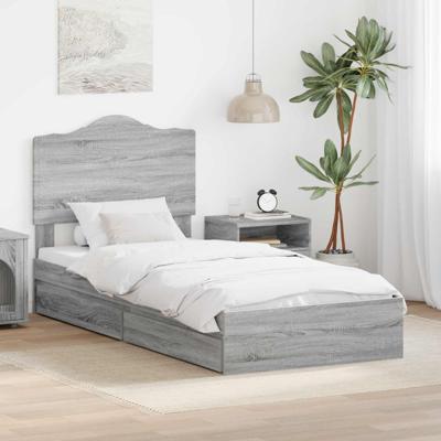 Bedframe met lade Grijs Sonoma 75 x 190 cm Bewerkt hout