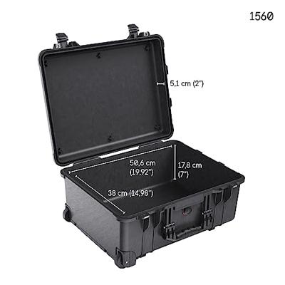 Peli 1560 Waterdichte Trolley Flightcase Voor Foto-, Camera- En Videoapparatuur, Ip67 Waterdicht, Capaciteit: 44L, Gemaakt In Duitsland, Met Aanpasbaar Plukschuim, Kleur: Zwart