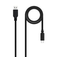 NANOCABLE 10.01.2102 3A USB 2.0 naar USB-C, hoofdgebruik, mobiele telefoons, tablets, laptops enz. tot 3 ampère oplaadkabel, type C/M-A/M, stekker op stekker, zwart, 2 m - thumbnail