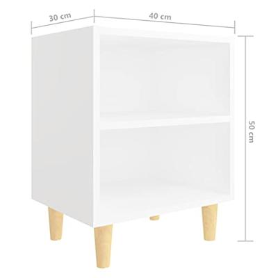VidaXL Nachtkastjes 2 st met massief houten poten 40x30x50 cm wit