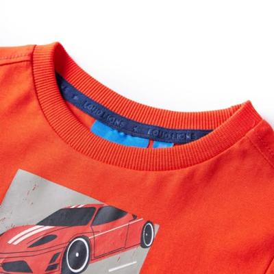 Kindershirt met lange mouwen racewagenprint 104 felroranje - thumbnail