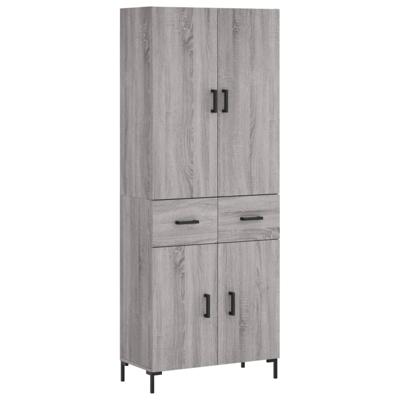Hoge kast 69,5x34x180 cm bewerkt hout grijs sonoma eikenkleurig