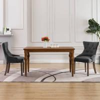 Eetkamerstoelen 2 st stof grijs - thumbnail