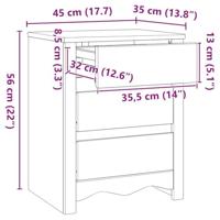 Nachtkastje Drammen Wit 45 x 35 x 56 cm Massief grenenhout - thumbnail
