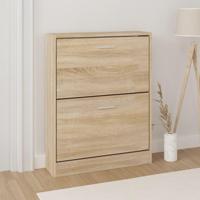 VidaXL Schoenenkast 59x17x81 cm bewerkt hout eikenkleurig - thumbnail