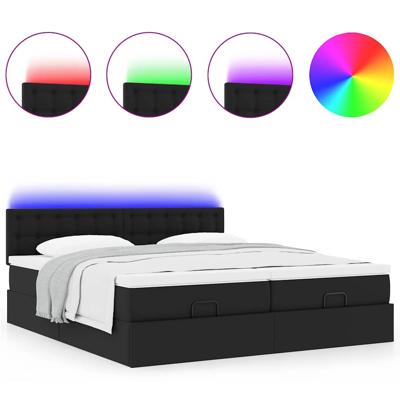 Ottoman bed met matrassen en LED's 200x200cm kunstleer zwart