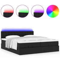 Ottoman bed met matrassen en LED's 200x200cm kunstleer zwart - thumbnail