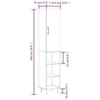 Hoge kast 34,5x34x180 cm bewerkt hout grijs sonoma eikenkleurig - thumbnail