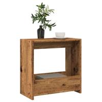 Bijzettafel 50x26x50 cm bewerkt hout oud houtkleurig - thumbnail