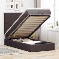 Ottoman bed met matras en LED's 120x200cm stof donkerbruin - thumbnail